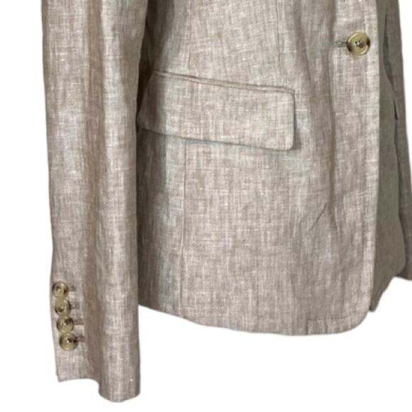 J.Crew Women’s Blazer Linen Schoolboy One Button Slim Lapel Natural Tan Size 6 - Picture 10 of 12
